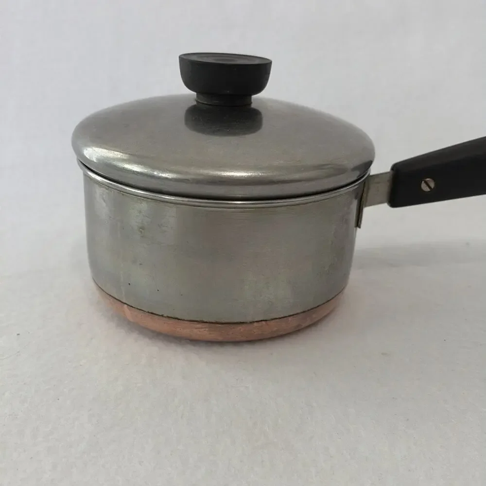 Revere Ware Vintage 1 Quart Saucepan Pot Copper Bottom with Lid Handle Damage